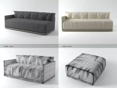 Toffee collection different sofas and chairs 3D model