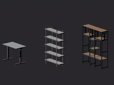 2nd Edition Office Supplies Series - Bookshelves and Work Desk 3D print model