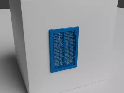 Tunisian Blue Wooden Window with Wrought Iron Swirls Free 3D model