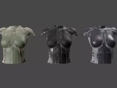 Simple sci-fi female armor pack 5 low poly game ready models Low-poly 3D model