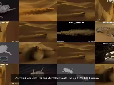 Animated Vdb Dust Trail and Myrmeleon DeathTrap Sci-Fi Model 3D Model Pack