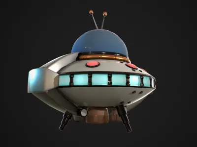 Cartoon Spaceship PBR Low-poly 3D model