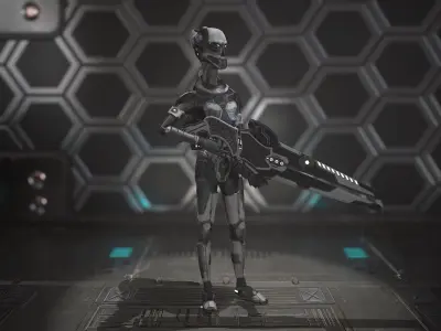 Customizable Low Poly Alien Soldier Low-poly 3D model