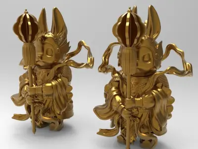 Cute Bunny Door Gods in 3D Adorable Models to Protect Your Home 3D print model