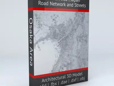 Osaka Area Road Network and Streets 3D model
