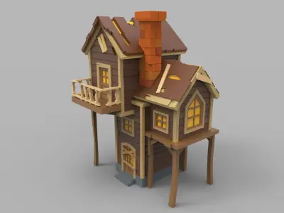 Wooden Haunted House  3D model