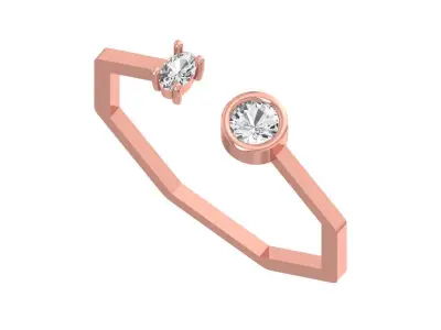 Open End Women Light Weight Band Round OVal Stone Ring 3D print model