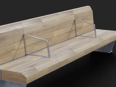 Sant Joan Barcelona Bench Low-Poly Low-poly 3D model
