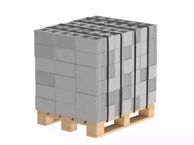 Cinder Blocks On Wooden Pallet 3D model
