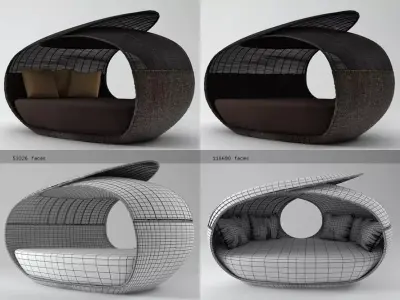Spartan Daybed Open Weaved Top 3D model