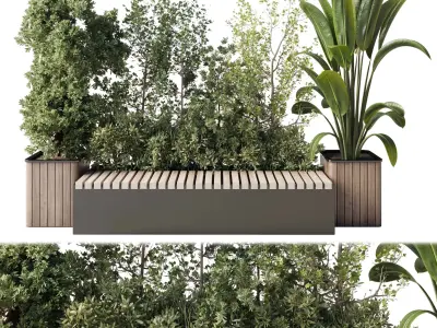 Urban Environment Urban Furniture Green Benches 3D model shop
