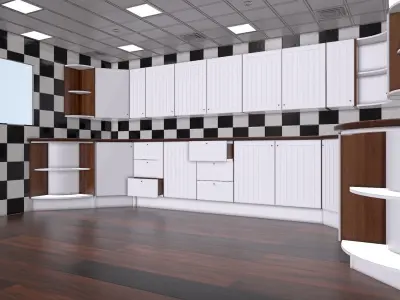 Modular Kitchen Cabinet Kit Low-poly 3D model