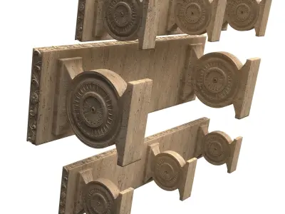 Stone Bench and Table Collection Low-poly 3D model