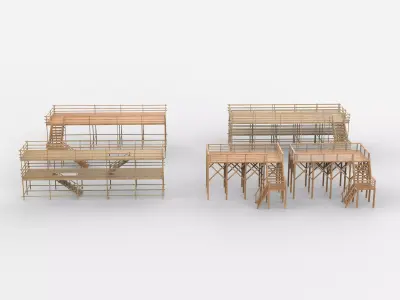wooden dock set  3D model