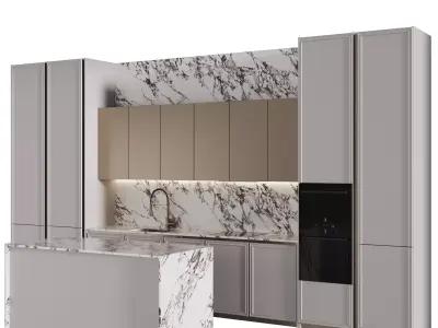 Modern kitchen with island 14 3D model