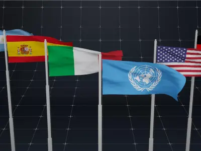 National Flag Pole - Animated 3D model