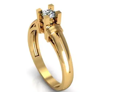 Single Diamond Wedding Ring For Women 3D print model