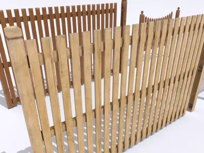Wooden Fences Pack 2 Low-poly 3D model