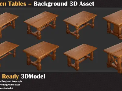 Wooden Table Background 3D Asset - VOL 03   3D model