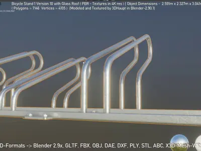 Bicycle Stand 1 Version 10 Glass Roof Low-poly 3D model