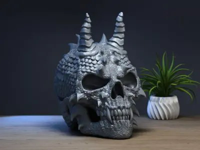 Skull dragon Headphone Stand Cyborg skull dragon Headset  3D print model purchase