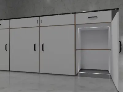 Sci-Fi Kitchen Island Low-poly 3D model