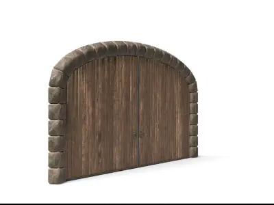 Very Large Medieval Wooden Door  Low-poly 3D model