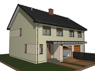 developer house two families double house model 3D model