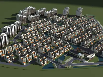 Architecture residential complex 3D model