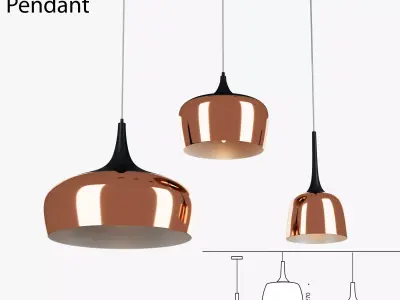 Polk Pendant Light Bronze 3D model