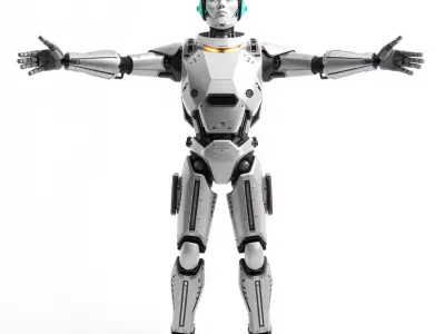 Advanced Silver Robot model pack Low-poly 3D model