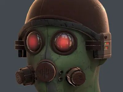 Gas mask helmet 3d model scifi Low-poly  Low-poly 3D model 204