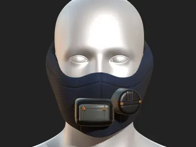 Gas mask respirator scifi futuristic  Low-poly 3D model 2