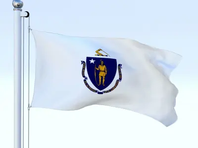 Animated Massachusetts Flag Low-poly 3D model