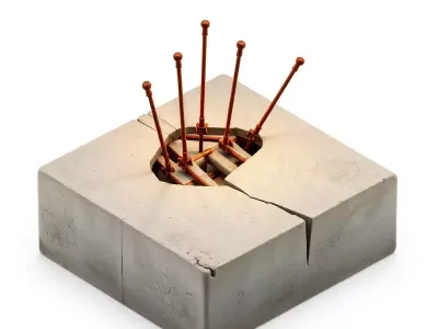 Industrial Concrete Base with Rebar Low-poly 3D model