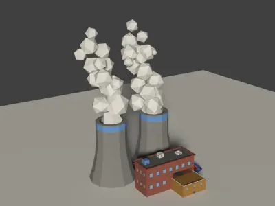 Low Poly Cartoon Factory 2 Low-poly 3D model