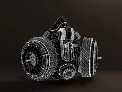 SCI-FI Steampunk Gear Mask Helmet 3D model