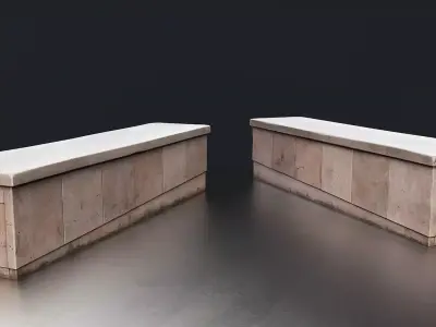 Stone Bench Set Low-poly 3D model