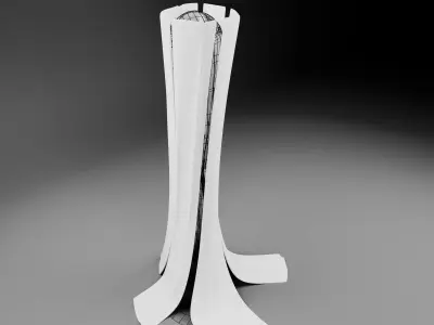 Organic Residential Tower Flowing Fabric inspired Design 3D model