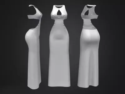 Front Open Maxi Dress Low-poly 3D model