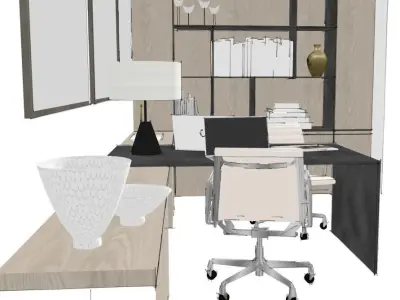 Modern Office Setup with Furniture and Decor 3D model