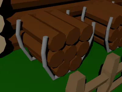 Wooden house Free low-poly 3D model