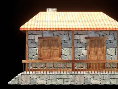 medieval house low poly village town residential game ready 15 Low-poly 3D model