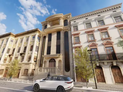 Classic stone facade-Building Classic Facade Element 3D model 6