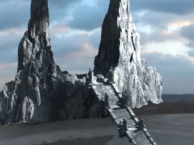 Kali Ancient rocks stairs 3D model