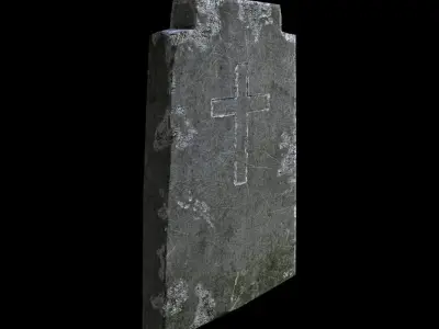 OldGravestone2 gravestone with cross Low-poly 3D model