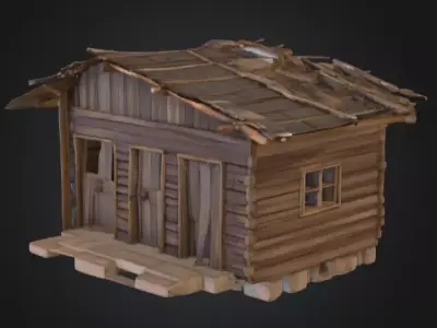 Humble Wooden House Low-poly 3D model
