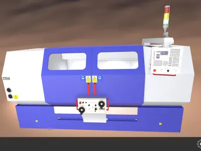 CNC Lathe Set Low-poly 3D model