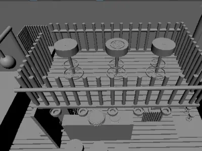 Full Cafe 3D Scene  Low-poly 3D model