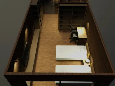 Simple bedroom plan - 2 3D model